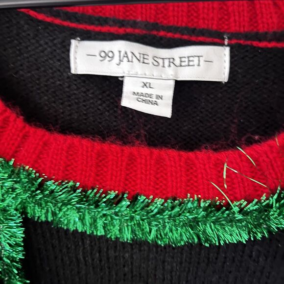 Women's Ugly Christmas Sweater Size XL Santa HO HO HO Embellished Knit Tunic - Picture 3 of 7